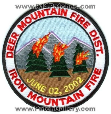 Deer Mountain Fire District Iron Mountain Fire Patch (Colorado)
[b]Scan From: Our Collection[/b]
Keywords: dist.