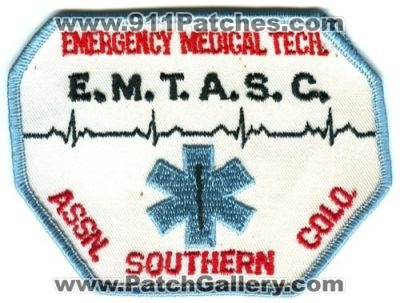 Emergency Medical Technician Association of Southern Colorado Patch (Colorado)
[b]Scan From: Our Collection[/b]
Keywords: ems assn emtasc e.m.t.a.s.c.