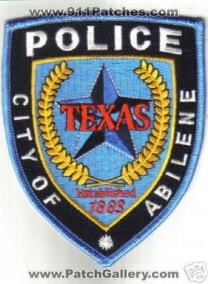 Abilene Police (Texas)
Thanks to Police-Patches-Collector.com for this scan.
Keywords: city of