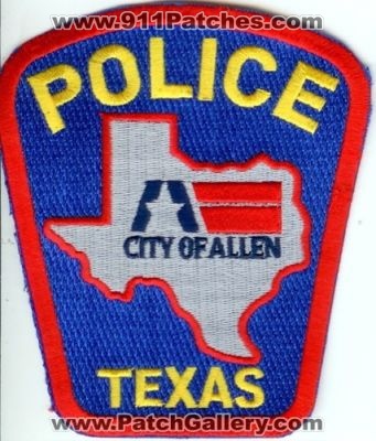 Allen Police (Texas)
Thanks to Police-Patches-Collector.com for this scan.
Keywords: city of