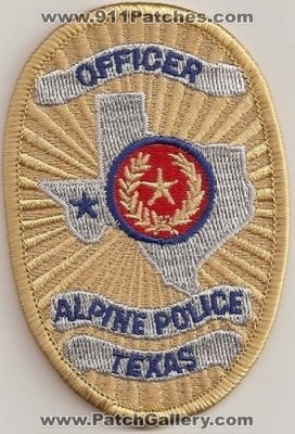 Alpine Police Officer (Texas)
Thanks to Police-Patches-Collector.com for this scan.
