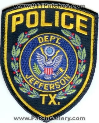 Jefferson Police Department (Texas)
Thanks to Police-Patches-Collector.com for this scan.
Keywords: dept