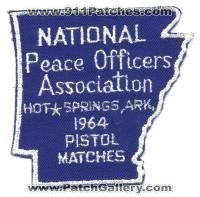 National Peace Officers Association 1964 Pistol Matches (Arkansas)
Thanks to BensPatchCollection.com for this scan.
Keywords: police hot springs