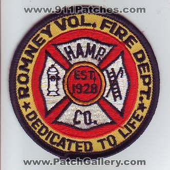 Romney Volunteer Fire Department (West Virginia)
Thanks to Dave Slade for this scan.
Keywords: vol. dept. hamp. co.