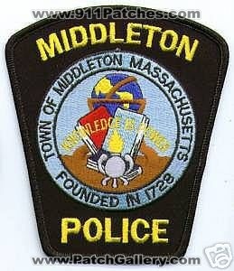 Middleton Police (Massachusetts)
Thanks to apdsgt for this scan.
Keywords: town of