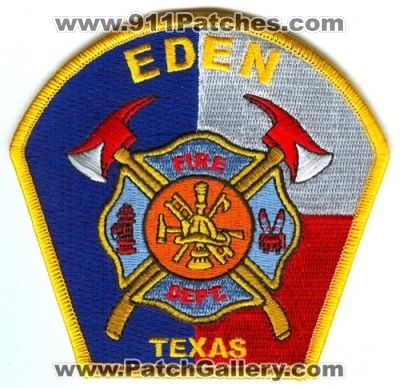 Eden Fire Department Patch (Texas)
Scan By: PatchGallery.com
Keywords: dept.