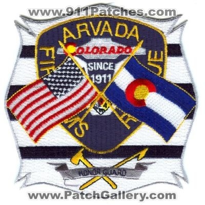 Arvada Fire EMS Rescue Department Honor Guard Patch (Colorado)
[b]Scan From: Our Collection[/b]
Keywords: dept. since 1911