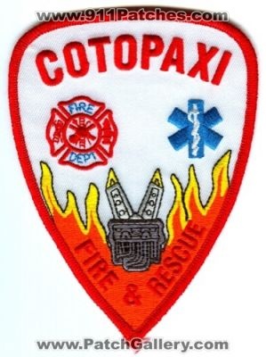 Cotopaxi Fire And Rescue Patch (Colorado)
[b]Scan From: Our Collection[/b]
Keywords: & dept department