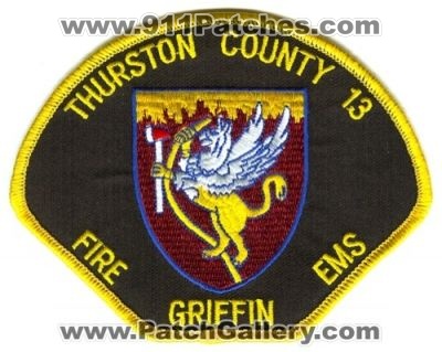 Thurston County Fire District 13 Griffin (Washington)
Scan By: PatchGallery.com
Keywords: co. dist. number no. #13 department dept. ems