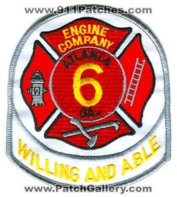 Atlanta Fire Company 6 Patch (Georgia)
[b]Scan From: Our Collection[/b]
Keywords: engine ga.