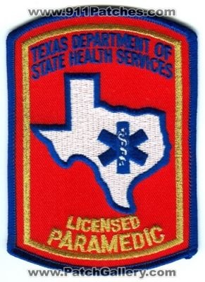 Texas Department of State Health Services Licensed Paramedic EMS Patch (Texas)
Scan By: PatchGallery.com
Keywords: certified registered dept. ambulance