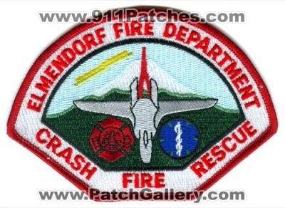 Elmendorf Air Force Base AFB Fire Department Crash Rescue CFR Patch (Alaska)
Scan By: PatchGallery.com
Keywords: usaf military a.f.b. dept. arff cfr aircraft airport firefighter firefighting