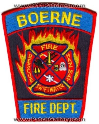 Boerne Fire Department Patch (Texas)
Scan By: PatchGallery.com
Keywords: dept. rescue hazmat haz-mat swiftwater