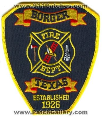 Borger Fire Department Patch (Texas)
Scan By: PatchGallery.com
Keywords: dept.