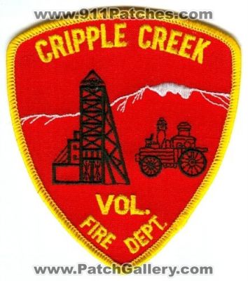 Cripple Creek Volunteer Fire Department Patch (Colorado)
[b]Scan From: Our Collection[/b]
Keywords: vol. dept.