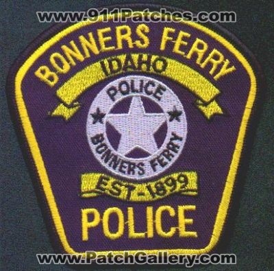 Bonners Ferry Police
Thanks to EmblemAndPatchSales.com for this scan.
Keywords: idaho
