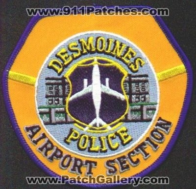 Des Moines Police Airport Section
Thanks to EmblemAndPatchSales.com for this scan.
Keywords: iowa