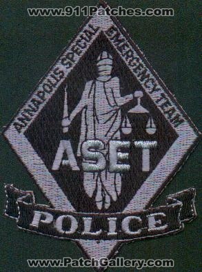 Annapolis Police Special Emergency Team
Thanks to EmblemAndPatchSales.com for this scan.
Keywords: maryland aset