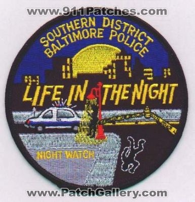 Baltimore Police Southern District
Thanks to EmblemAndPatchSales.com for this scan.
Keywords: maryland