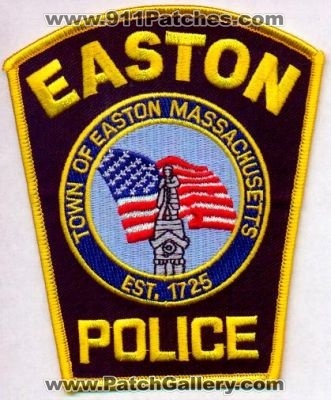 Easton Police
Thanks to EmblemAndPatchSales.com for this scan.
Keywords: massachusetts town of
