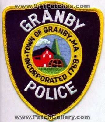 Granby Police
Thanks to EmblemAndPatchSales.com for this scan.
Keywords: massachusetts town of