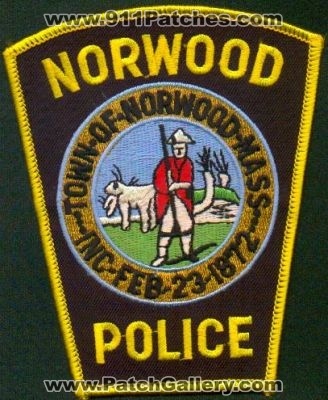 Norwood Police
Thanks to EmblemAndPatchSales.com for this scan.
Keywords: massachusetts town of
