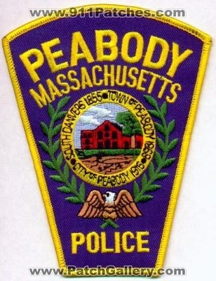 Peabody Police
Thanks to EmblemAndPatchSales.com for this scan.
Keywords: massachusetts town of