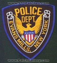 Evans Mills Police Dept
Thanks to EmblemAndPatchSales.com for this scan.
Keywords: new york department