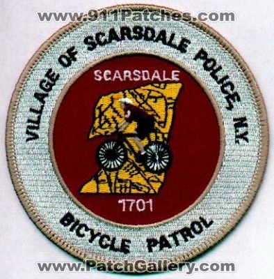 Scarsdale Police Bicycle Patrol
Thanks to EmblemAndPatchSales.com for this scan.
Keywords: new york village of