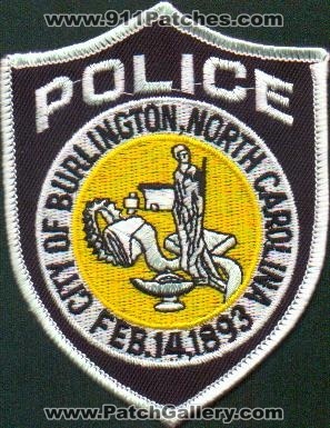 Burlington Police
Thanks to EmblemAndPatchSales.com for this scan.
Keywords: north carolina city of
