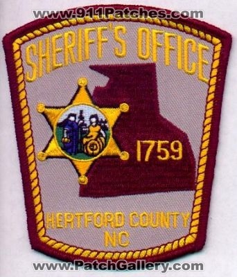 Hertford County Sheriff's Office
Thanks to EmblemAndPatchSales.com for this scan.
Keywords: north carolina sheriffs