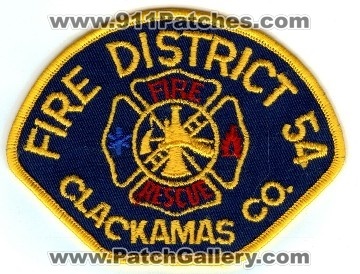 Clackamas County Fire District 54
Thanks to PaulsFirePatches.com for this scan.
Keywords: oregon