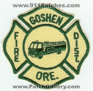 Goshen Fire Dist
Thanks to PaulsFirePatches.com for this scan.
Keywords: oregon district
