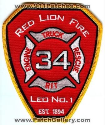 Leo Fire Company Number 1 Engine Truck Rescue RIT 34 Red Lion (Pennsylvania)
Scan By: PatchGallery.com
Keywords: no.