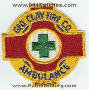 George Clay Fire Co Ambulance
Thanks to PaulsFirePatches.com for this scan.
Keywords: pennsylvania company