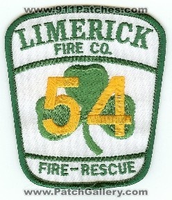 Limerick Fire Co 54
Thanks to PaulsFirePatches.com for this scan.
Keywords: pennsylvania company rescue