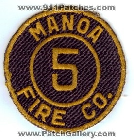 Manoa Fire Co 5
Thanks to PaulsFirePatches.com for this scan.
Keywords: pennsylvania company