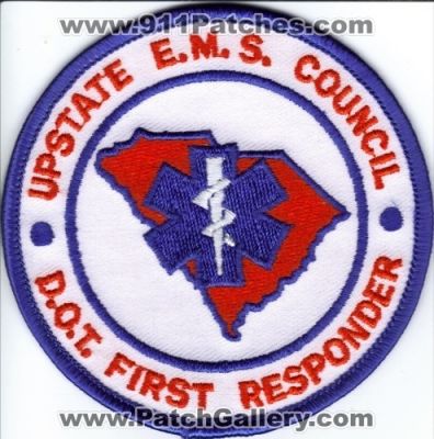 Upstate EMS Council DOT First Responder Patch (South Carolina)
Thanks to Brian Wall for this scan.
Keywords: e.m.s. d.o.t.