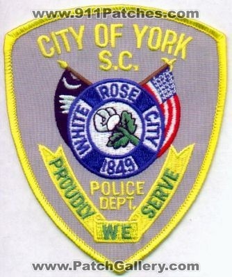 York Police Dept
Thanks to EmblemAndPatchSales.com for this scan.
Keywords: south carolina department city of