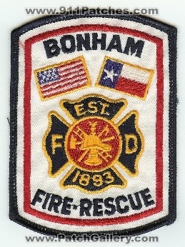 Bonham Fire Rescue
Thanks to PaulsFirePatches.com for this scan.
Keywords: texas