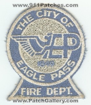 Eagle Pass Fire Dept
Thanks to PaulsFirePatches.com for this scan.
Keywords: texas department city of