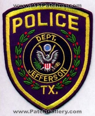 Jefferson Police Dept
Thanks to EmblemAndPatchSales.com for this scan.
Keywords: texas department