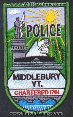 Middlebury Police
Thanks to EmblemAndPatchSales.com for this scan.
Keywords: vermont