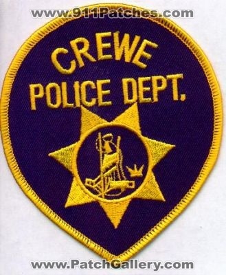 Crewe Police Dept
Thanks to EmblemAndPatchSales.com for this scan.
Keywords: virginia department