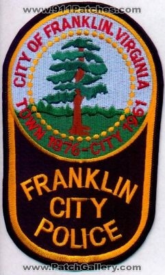 Franklin City Police
Thanks to EmblemAndPatchSales.com for this scan.
Keywords: virginia of