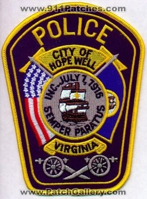 Hope Well Police
Thanks to EmblemAndPatchSales.com for this scan.
Keywords: virginia city of