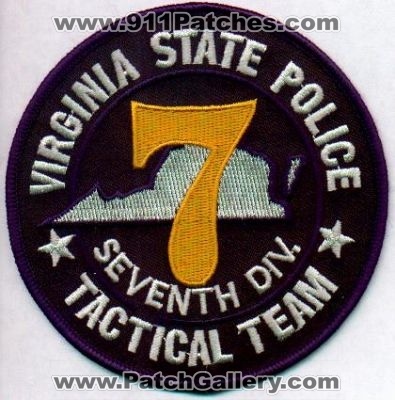 Virginia State Police Tactical Team 7
Thanks to EmblemAndPatchSales.com for this scan.
Keywords: seventh division