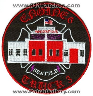 Seattle Fire Department Station 6 Engine 6 Truck 3 Patch (Washington)
[b]Scan From: Our Collection[/b]
Keywords: dept. sfd company co. station