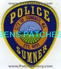 Sumner Police (Washington)
Thanks to BensPatchCollection.com for this scan.
Keywords: city of