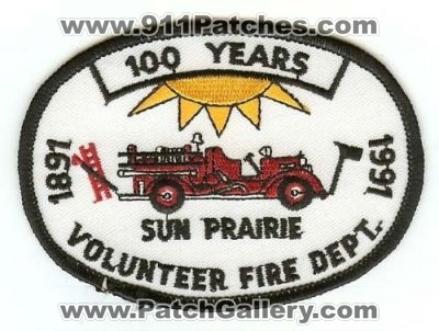 Sun Prairie Volunteer Fire Dept 100 Years
Thanks to PaulsFirePatches.com for this scan.
Keywords: wisconsin department